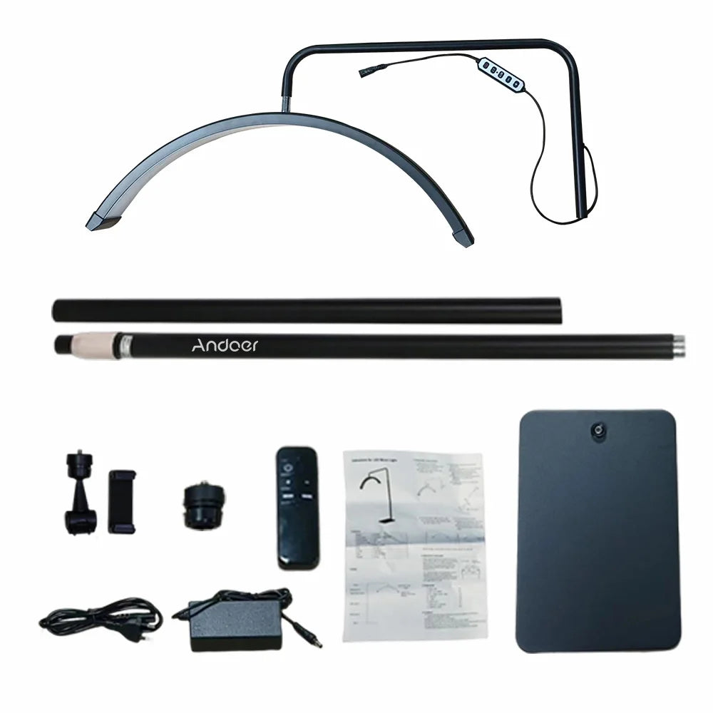 Lampe demi-lune sur pied avec support pour téléphone portable