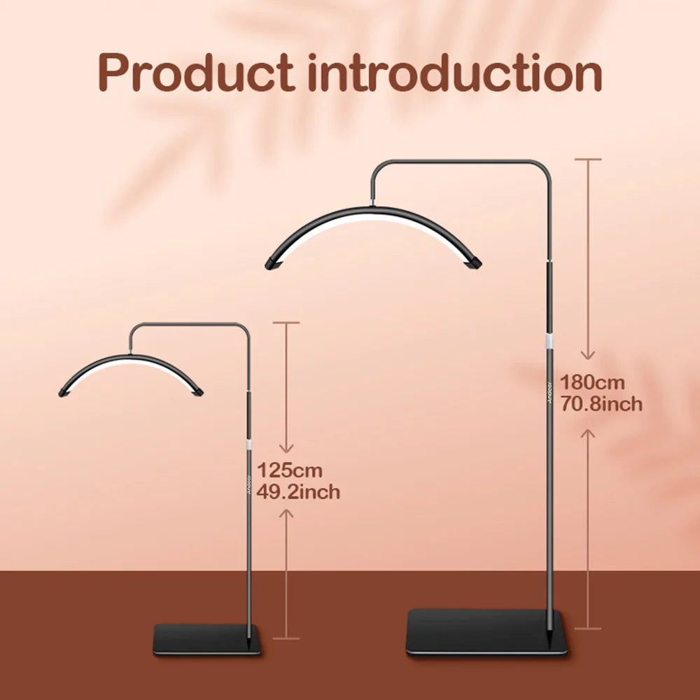 Lampe demi-lune sur pied avec support pour téléphone portable